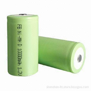 NiMH Batteries in D Size, with 10,000mAh Capacity and 1.2V Voltage